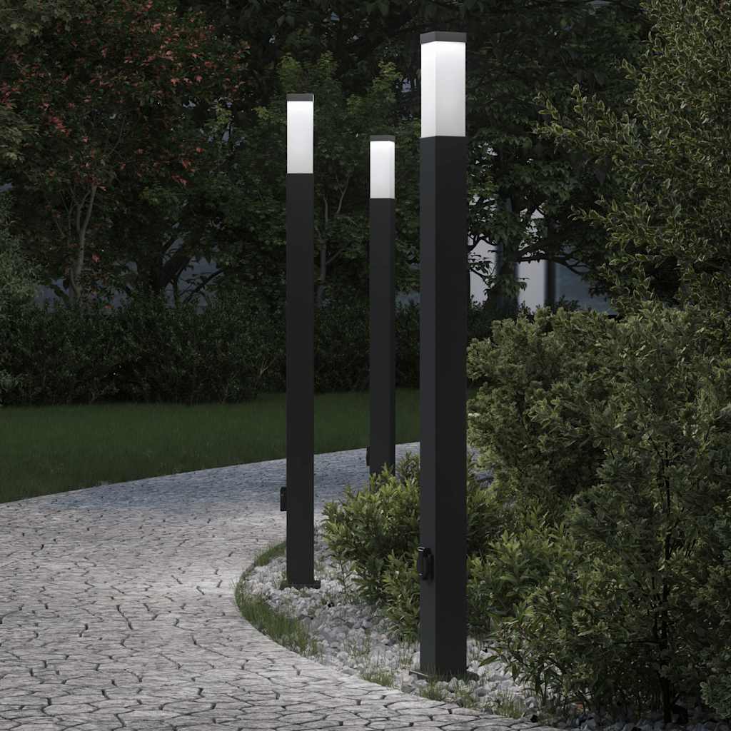 Vidaxl bolderverlichting met stopcontact 3 stuks 110 cm zwart ip44