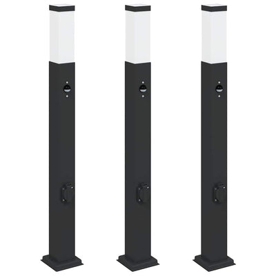 Vidaxl bolderverlichting met sensor en stopcontact 3 stuks 80 cm zwart ip44