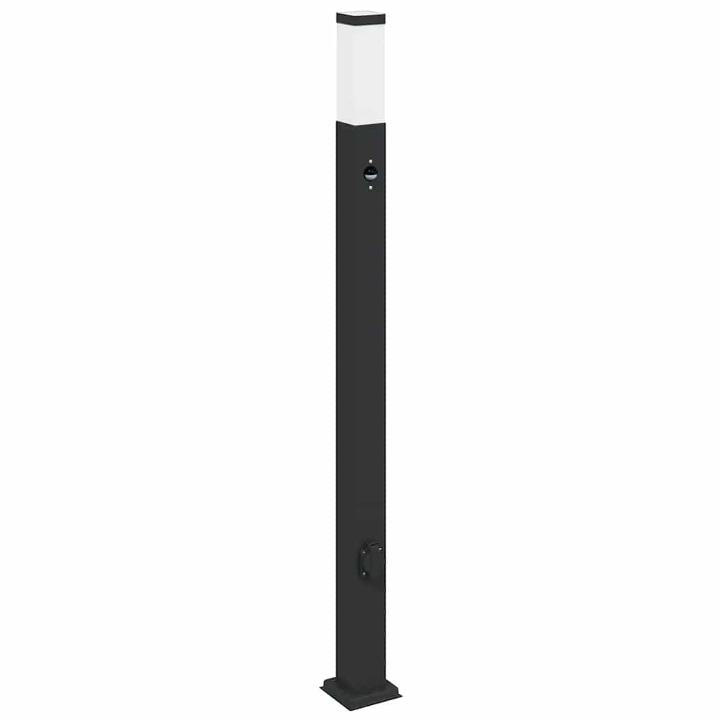 Vidaxl bolderarmatuur met sensor en stopcontact 110 cm zwart ip44