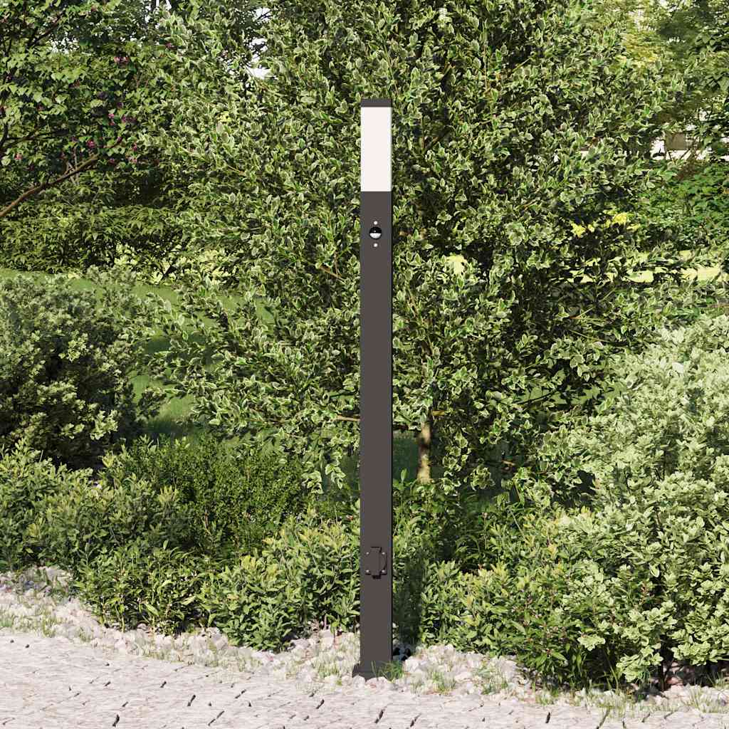 Vidaxl bolderarmatuur met sensor en stopcontact 110 cm zwart ip44