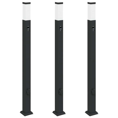 Vidaxl bolderverlichting met sensor en stopcontact 3 stuks 110 cm zwart ip44