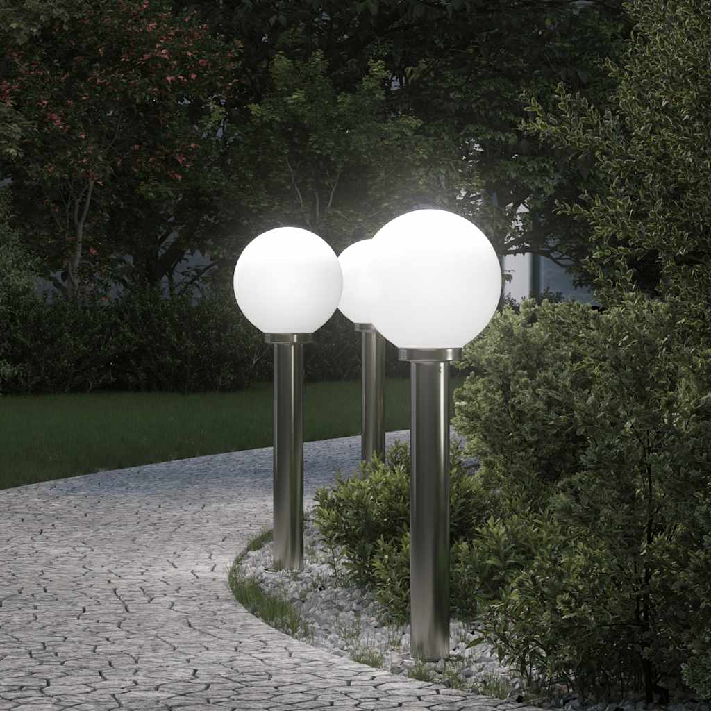 Vidaxl bolderverlichting 3 stuks 80 cm rvs ip44
