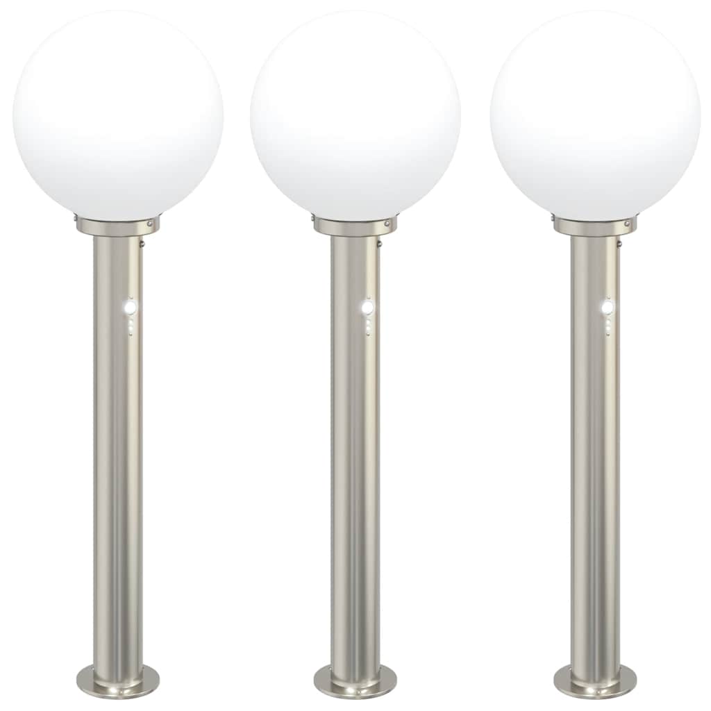 Vidaxl bolderverlichting met sensor 3 stuks 80 cm rvs ip44