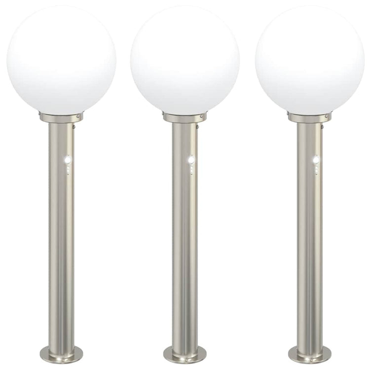 Vidaxl bolderverlichting met sensor 3 stuks 80 cm rvs ip44