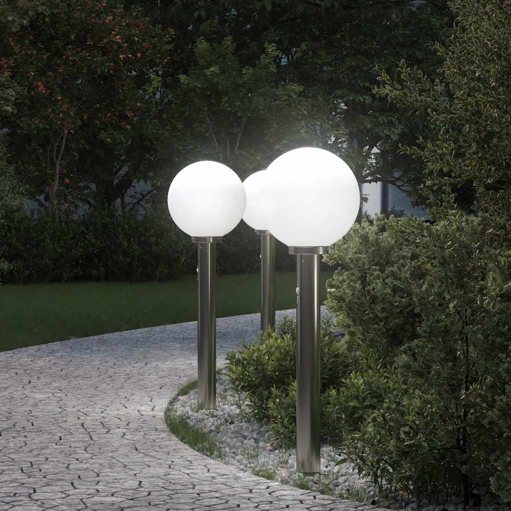 Vidaxl bolderverlichting met sensor 3 stuks 80 cm rvs ip44