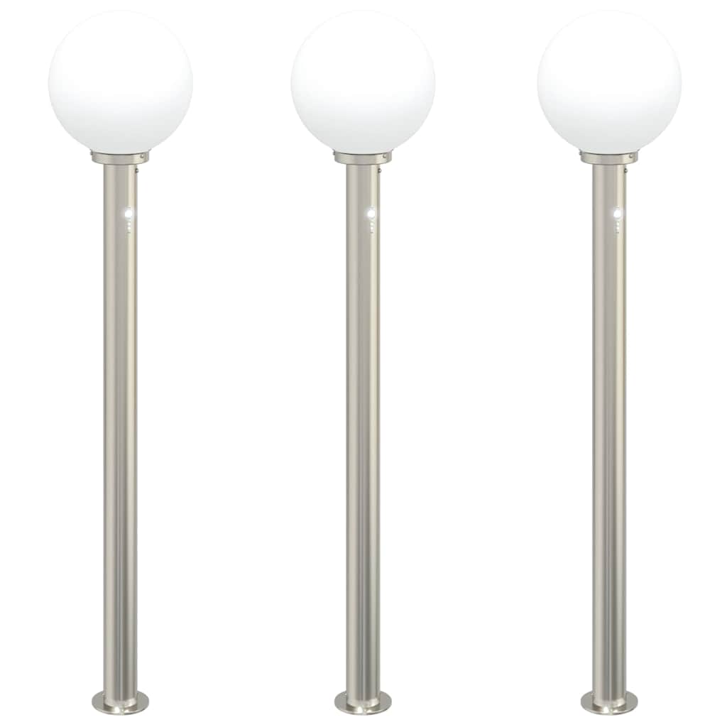Vidaxl bolderverlichting met sensor 3 stuks 120 cm rvs ip44
