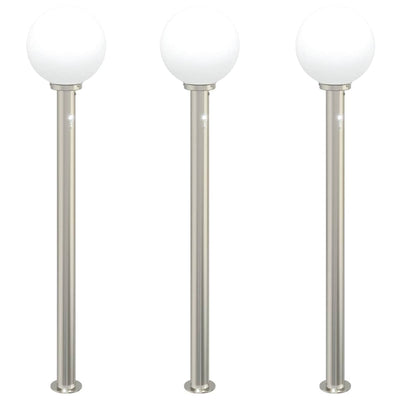 Vidaxl bolderverlichting met sensor 3 stuks 120 cm rvs ip44