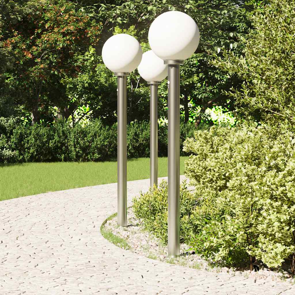 Vidaxl bolderverlichting met sensor 3 stuks 120 cm rvs ip44