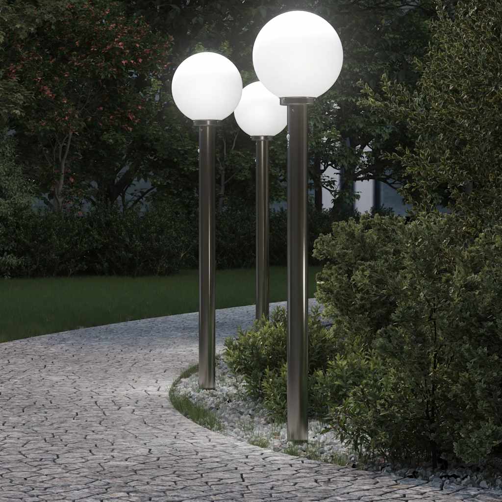 Vidaxl bolderverlichting met sensor 3 stuks 120 cm rvs ip44
