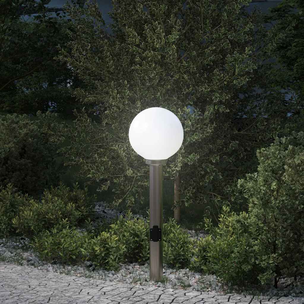 Vidaxl bolderarmatuur met stopcontact 80 cm rvs ip44