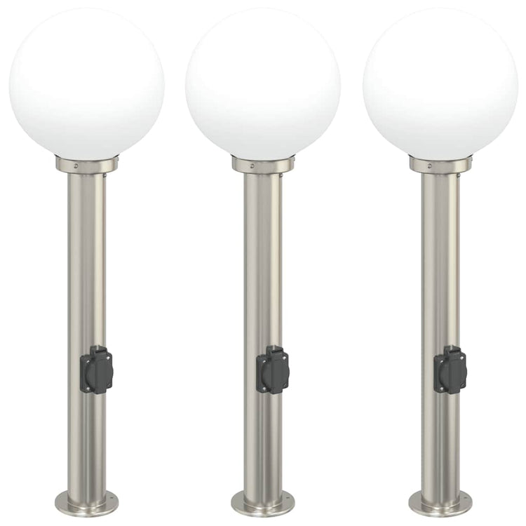 Vidaxl bolderverlichting met stopcontact 3 stuks 80 cm rvs ip44