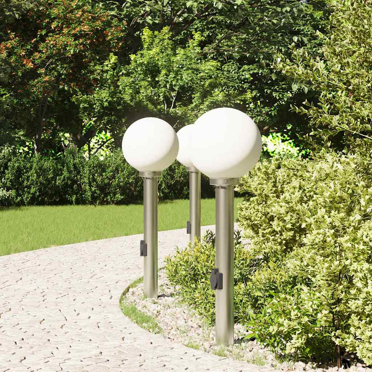 Vidaxl bolderverlichting met stopcontact 3 stuks 80 cm rvs ip44