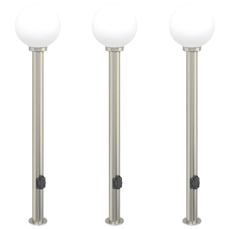 Vidaxl bolderverlichting met stopcontact 3 stuks 120 cm rvs ip44