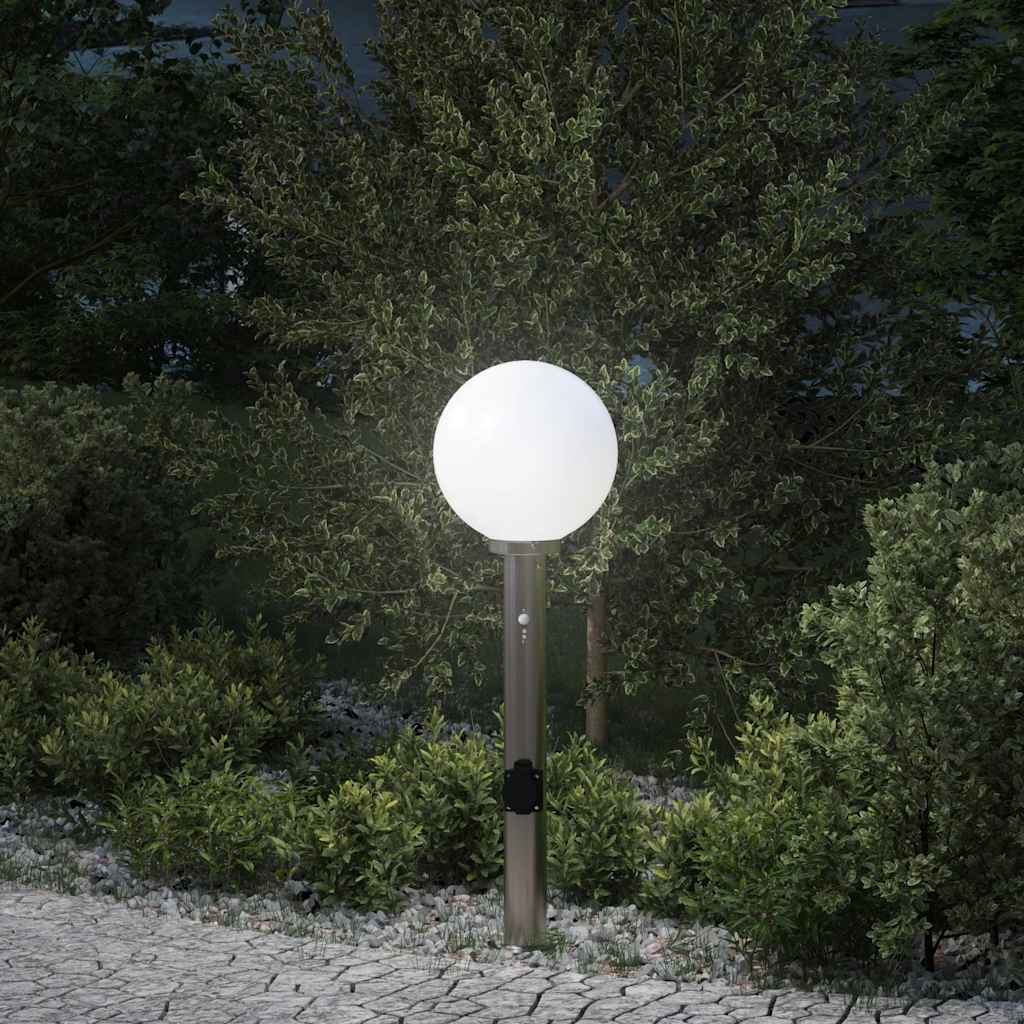 Vidaxl bolderarmatuur met sensor en stopcontact 80 cm roestvrij staal ip44