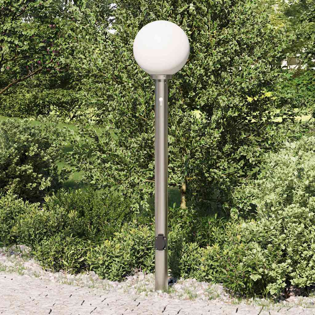 Vidaxl bolderarmatuur met sensor en stopcontact 120 cm roestvrij staal ip44