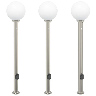 Vidaxl bolderverlichting met sensor en stopcontact 3 stuks 120 cm roestvrij staal ip44