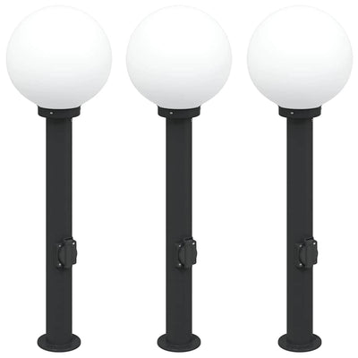 Vidaxl bolderverlichting met stopcontact 3 stuks 80 cm zwart ip44