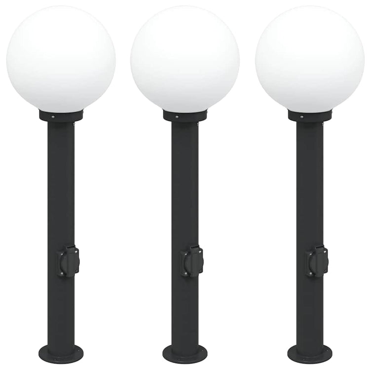 Vidaxl bolderverlichting met stopcontact 3 stuks 80 cm zwart ip44