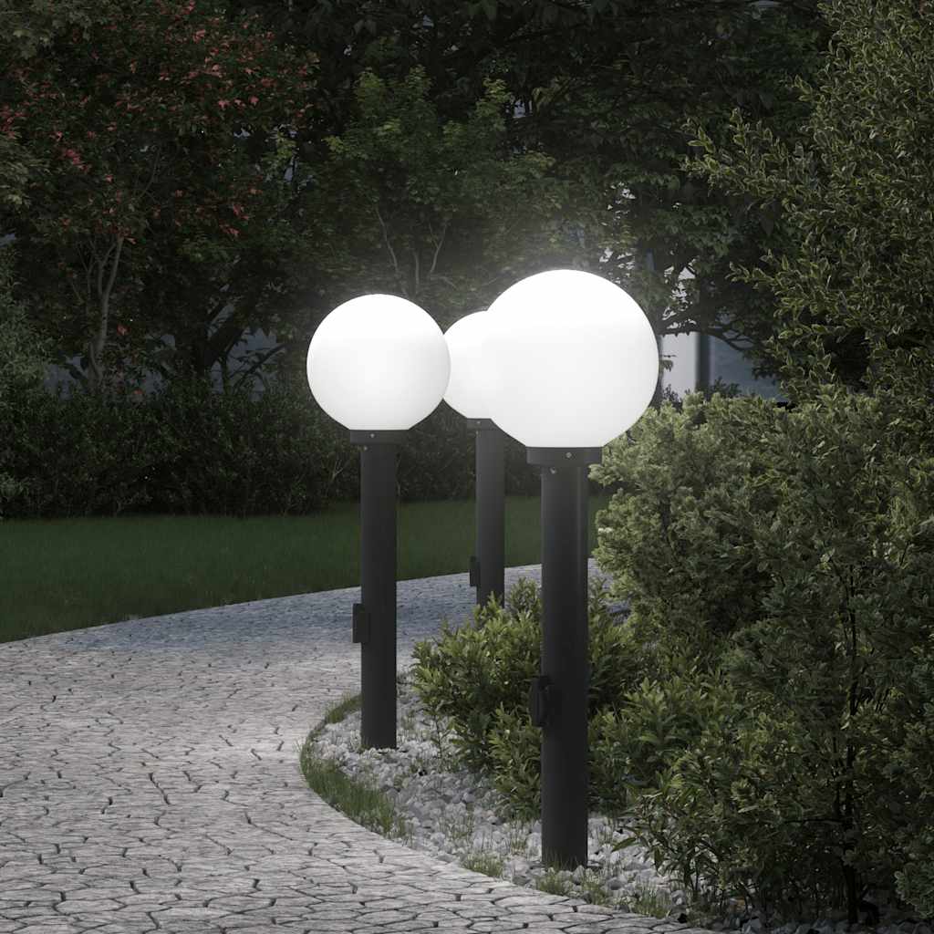Vidaxl bolderverlichting met stopcontact 3 stuks 80 cm zwart ip44