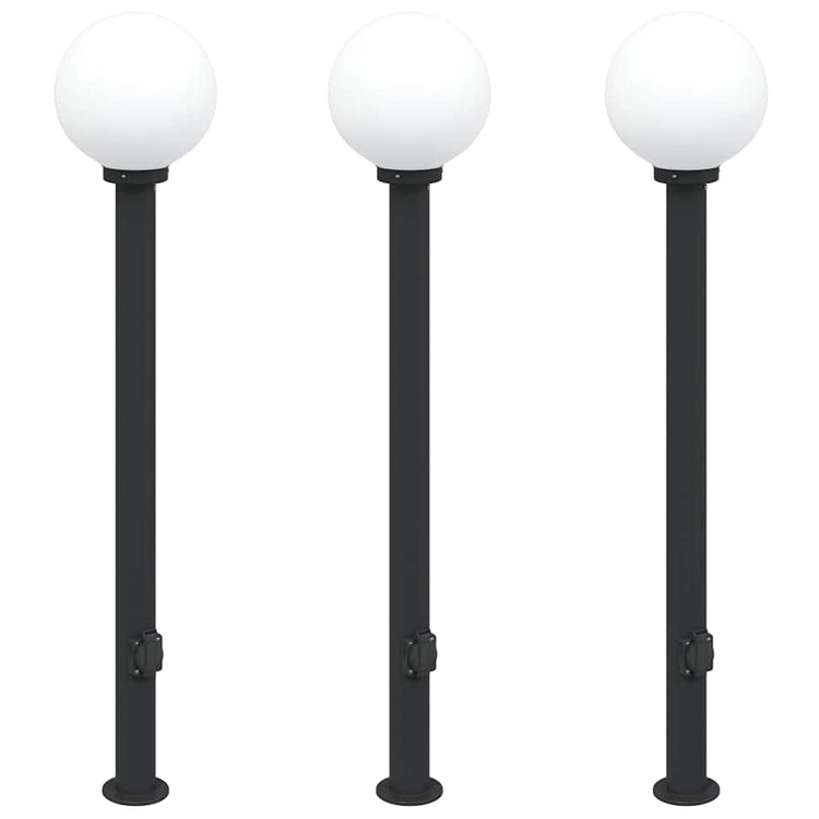 Vidaxl bolderverlichting met stopcontact 3 stuks 120 cm zwart ip44