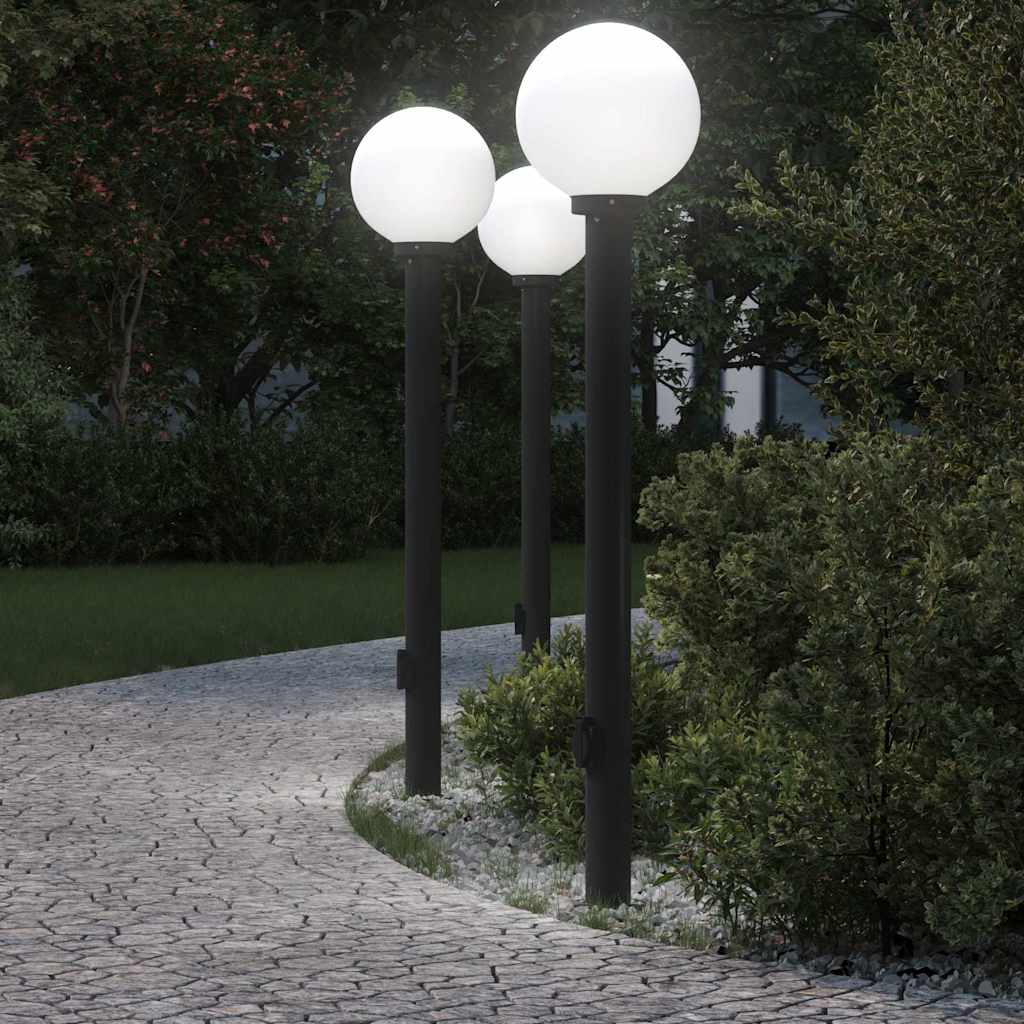 Vidaxl bolderverlichting met stopcontact 3 stuks 120 cm zwart ip44