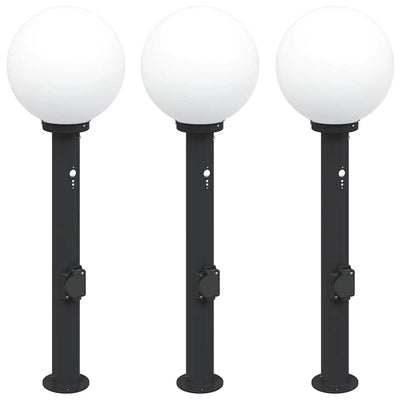 Vidaxl bolderverlichting met sensor en stopcontact 3 stuks 80 cm zwart ip44