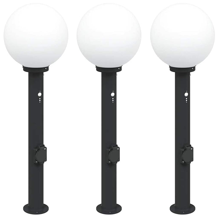 Vidaxl bolderverlichting met sensor en stopcontact 3 stuks 80 cm zwart ip44