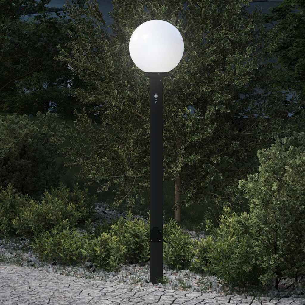 Vidaxl bolderarmatuur met sensor en stopcontact 120 cm zwart ip44
