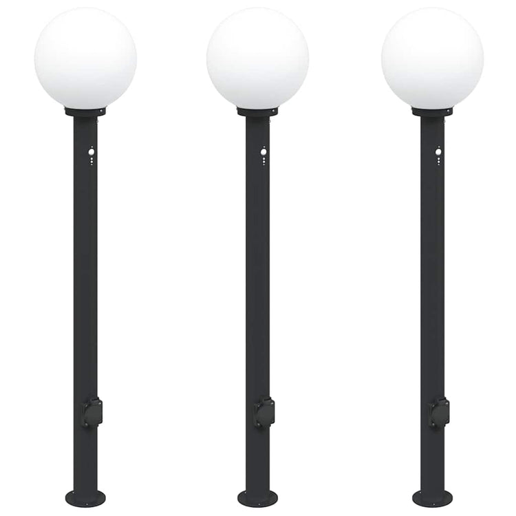 Vidaxl bolderverlichting met sensor en stopcontact 3 stuks 120cm zwart