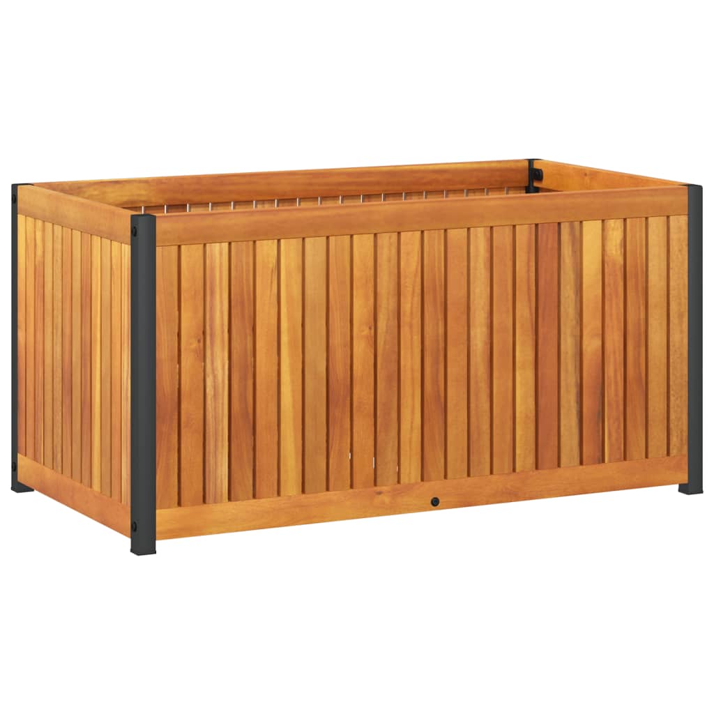 Vidaxl plantenbak 85x45x44 cm massief acaciahout en staal