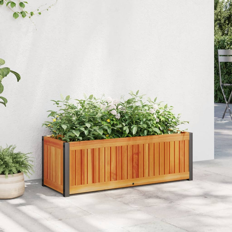 Vidaxl plantenbak 80x30x27,5 cm massief acaciahout en staal