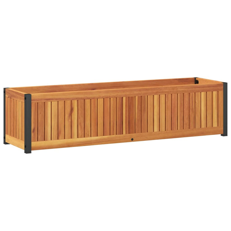 Vidaxl plantenbak 110x30x27,5 cm massief acaciahout en staal