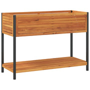 Vidaxl plantenbak met schap 110x45x80 cm massief acaciahout en staal - afbeelding 2