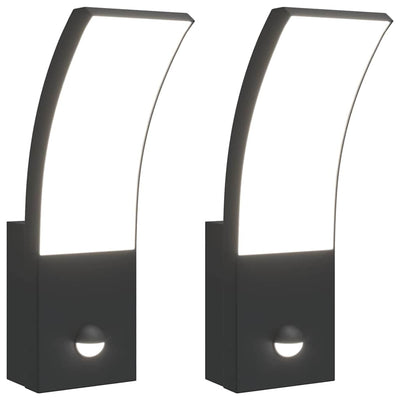 Vidaxl buitenwandlampen 2 st led met sensors gegoten aluminium zwart