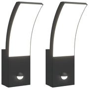Vidaxl buitenwandlampen 2 st led met sensors gegoten aluminium zwart - afbeelding 2