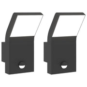Vidaxl buitenwandlampen 2 st led met sensors gegoten aluminium zwart - afbeelding 2