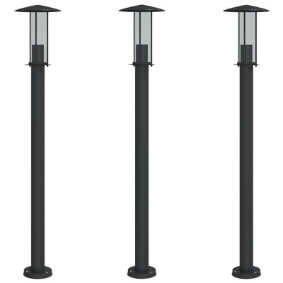Vidaxl vloerlamp voor buiten 3 st 100 cm roestvrij staal zwart