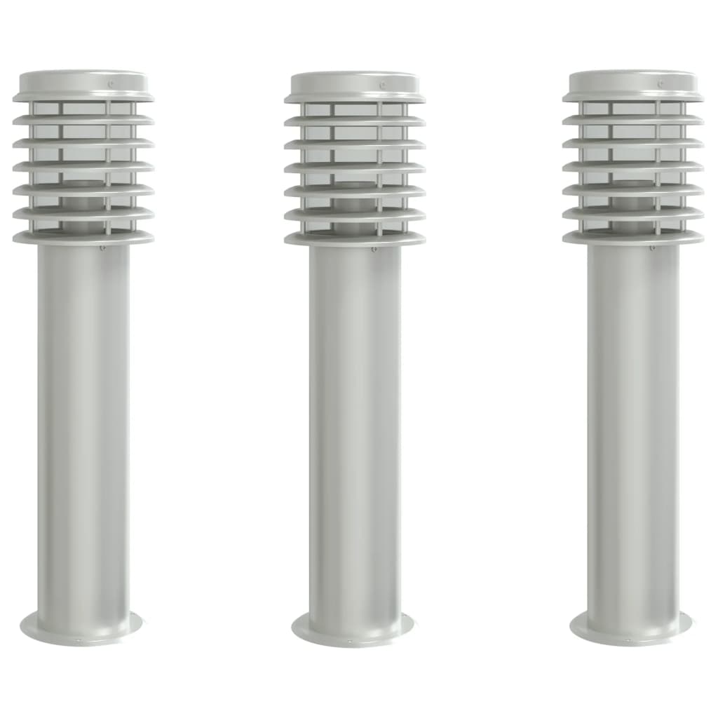 Vidaxl vloerlamp voor buiten 3 st 60 cm roestvrij staal zilverkleurig