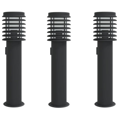 Vidaxl buitenvloerlampen 3 st stopcontact 60 cm roestvrijstaal zwart