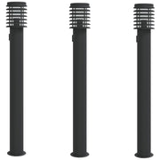 Vidaxl buitenvloerlampen 3 st stopcontact 110 cm roestvrijstaal zwart - afbeelding 2