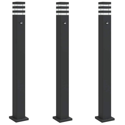 Vidaxl vloerlampen voor buiten 3 st met sensor 110 cm aluminium zwart