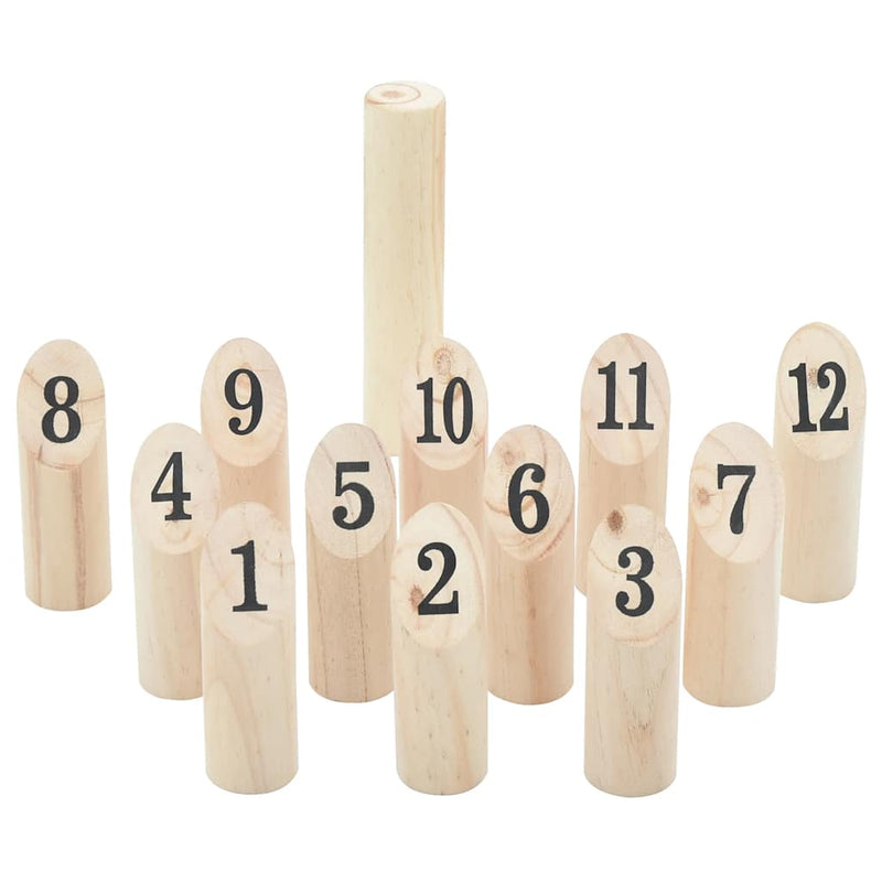 Vidaxl 13-delige nummerkubb spelset met draagtas massief grenenhout