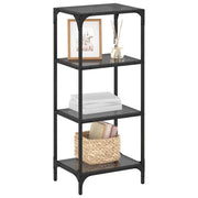 Vidaxl opbergrek met zwart glazen blad 40x30x95 cm staal - afbeelding 3