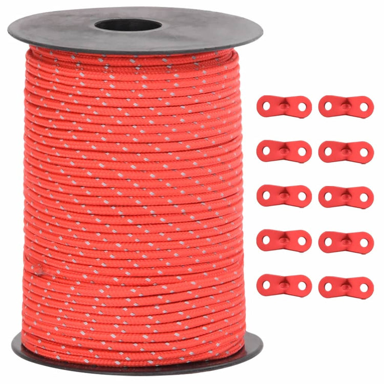 Vidaxl tentscheerlijn met reflecterende strips en spanners 50 m 3 mm