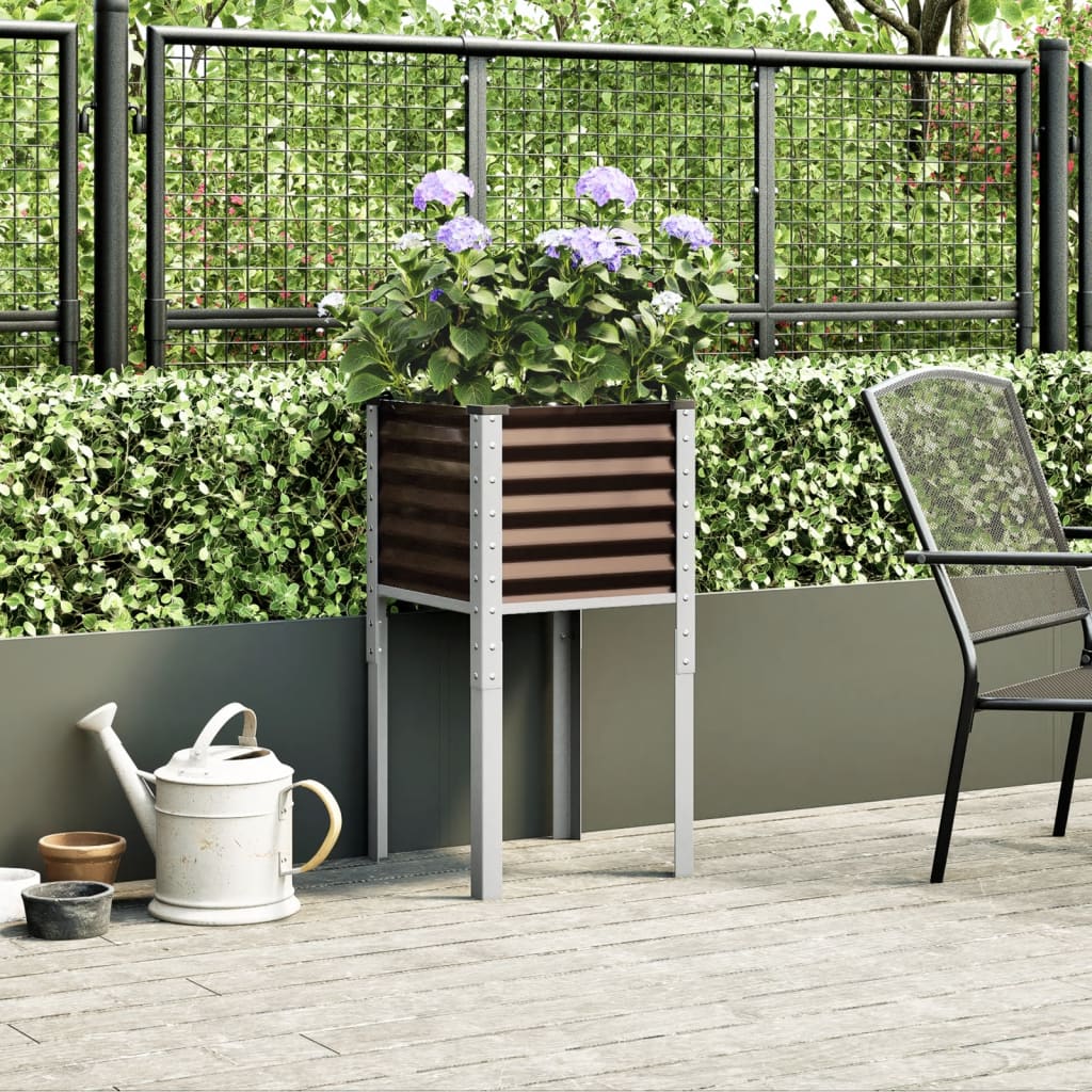Vidaxl plantenbak bruin 45x45x88 cm staal