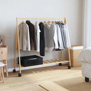 Vidaxl kledingrek met schappen en wielen 106x34x106,5 cm bamboe - afbeelding 2