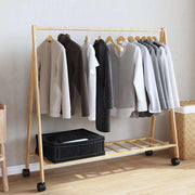 Vidaxl kledingrek met schappen en wielen 106x34x106,5 cm bamboe - afbeelding 3