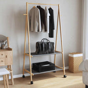 Vidaxl kledingrek met schappen en wielen 96x45,5x155,5 cm bamboe - afbeelding 3