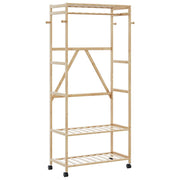 Vidaxl kledingrek met schappen en wielen 90x40x179,5 cm bamboe - afbeelding 1