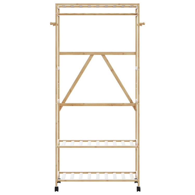 Vidaxl kledingrek met schappen en wielen 90x40x179,5 cm bamboe